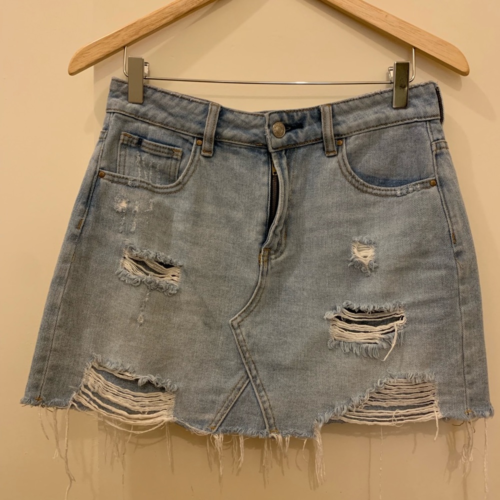Distressed Jean Skirt